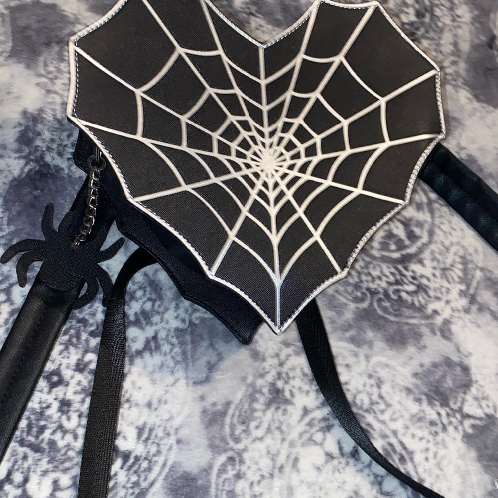 Black Mad Engine Heart Spiderweb bag